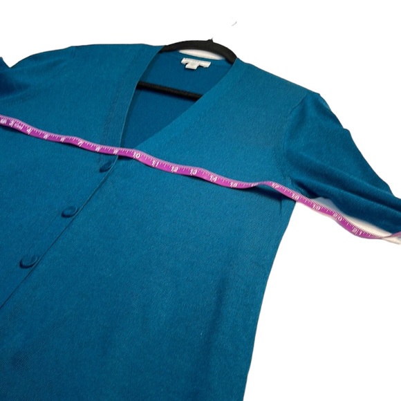J Jill button down cardigan,SZxsp, dark, teal color, never worn, very fine knit - Picture 5 of 8